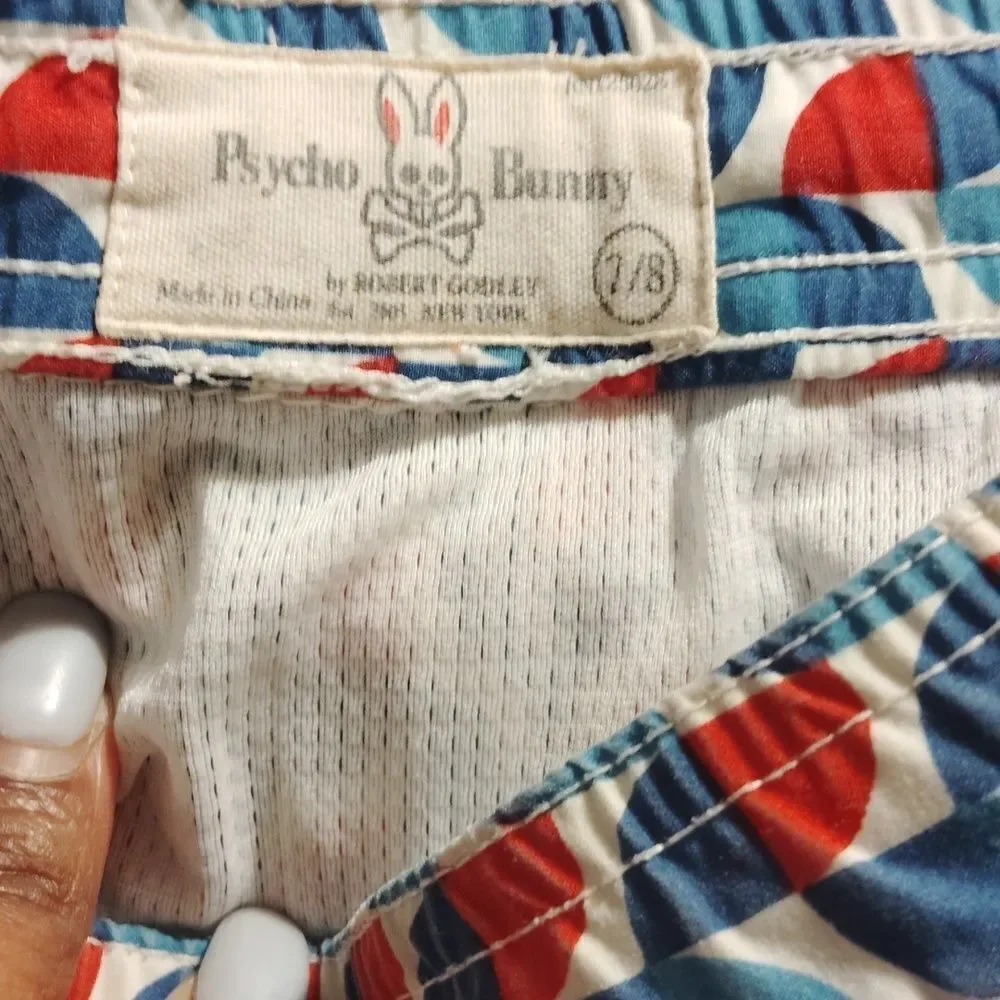 Stylish Geometric Patterned, Psycho bunny Boy's Trunks (110)